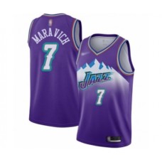 Men's Utah Jazz #7 Pete Maravich Authentic Purple Hardwood Classics Basketball Stitched Jersey