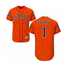 Men's Houston Astros #1 Carlos Correa Orange Alternate Flex Base Authentic Collection 2019 World Series Bound Baseball Stitched Jersey