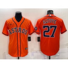 Men's Houston Astros #27 Jose Altuve Orange With Patch Stitched MLB Cool Base Nike Jersey