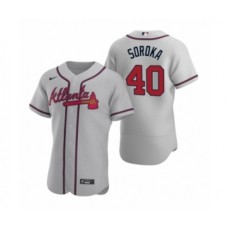 Men's Atlanta Braves #40 Mike Soroka Nike Gray Authentic 2020 Road Stitched Jersey