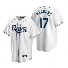 Men's Nike Tampa Bay Rays #17 Austin Meadows White Home Stitched Baseball Jersey