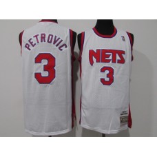 Men's Brooklyn Nets #3 Drazen Petrovic Swingman White Basketball Stitched Jersey