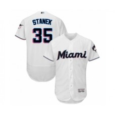 Men's Miami Marlins #35 Ryne Stanek White Home Flex Base Authentic Collection Baseball Player Stitched Jersey