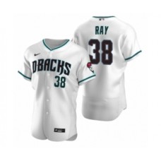 Men's Arizona Diamondbacks #38 Robbie Ray Nike White Teal Authentic 2020 Alternate Stitched Jersey