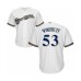 Men's Milwaukee Brewers #53 Brandon Woodruff Replica White Alternate Cool Base Baseball Jersey