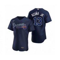 Men's Atlanta Braves #13 Ronald Acuna Jr. Nike Navy Authentic 2020 Alternate Stitched Jerseys