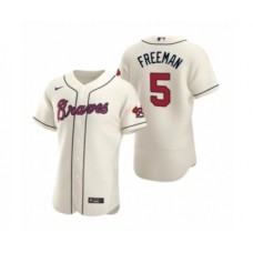 Men's Atlanta Braves #5 Freddie Freeman Nike Cream Authentic 2020 Alternate Stitched Jersey