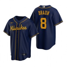 Men's Nike Milwaukee Brewers #8 Ryan Braun Navy Alternate Stitched Baseball Jersey