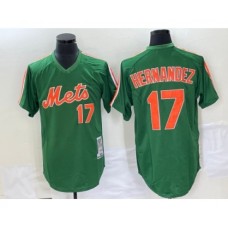 Men's New York Mets #17 Keith Hernandez Green Mesh Throwback Stitched Jersey