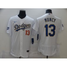 Men's Nike Los Angeles Dodgers #13 Max Muncy White Elite Series Champions Authentic Stitched Jersey