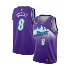 Men's Utah Jazz #8 Emmanuel Mudiay Authentic Purple Hardwood Classics Basketball Stitched Jersey