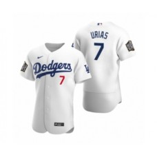 Men's Los Angeles Dodgers #7 Julio Urias Nike White 2020 World Series Authentic Stitched Jersey