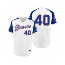 Men's Braves #40 Mike Soroka White 1974 Turn Back the Clock Authentic Stitched Jersey