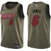 Men's Nike Miami Heat #6 LeBron James Green Salute to Service NBA Swingman Jersey