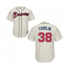 Men's Atlanta Braves #38 Josh Tomlin Replica Cream Alternate 2 Cool Base Baseball Jersey