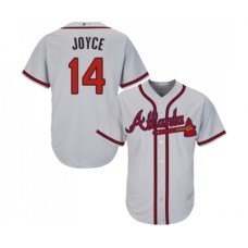 Men's Atlanta Braves #14 Matt Joyce Replica Grey Road Cool Base Baseball Jersey