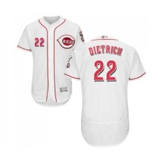 Men's Cincinnati Reds #22 Derek Dietrich White Home Flex Base Authentic Collection Baseball Jersey