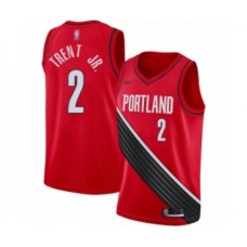 Men's Portland Trail Blazers #2 Gary Trent Jr. Authentic Red Finished Basketball Stitched Jersey - Statement Edition