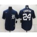 Men's Detroit Tigers #24 Miguel Cabrera Blue With Orange Stitched Cool Base Nike Jersey