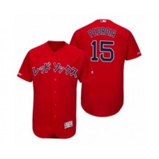 Men's 2019 Asian Heritage Month Boston Red Sox #15 Dustin Pedroia Red Japanese Flex Base Stitched Jersey