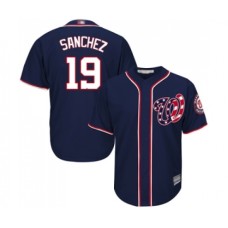 Men's Washington Nationals #19 Anibal Sanchez Replica Navy Blue Alternate 2 Cool Base Baseball Jersey