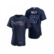 Men's Atlanta Braves #27 Austin Riley Nike Navy Authentic 2020 Alternate Stitched Jersey