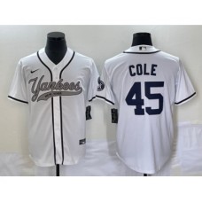 Men's New York Yankees #45 Gerrit Cole White Cool Base Stitched Baseball Jersey