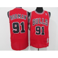 Men's Chicago Bulls #91 Dennis Rodman Authentic Red Alternate Stitched Jersey