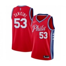 Men's Philadelphia 76ers #53 Darryl Dawkins Authentic Red Finished Basketball Stitched Jersey - Statement Edition