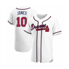 Men's Chipper Jones #10 Atlanta Braves White Authentic Home Stitched Jersey