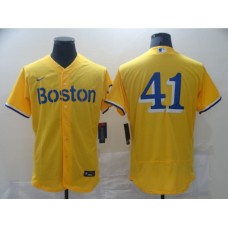 Men's Boston Red Sox #41 Chris Sale Nike Gold-Light Blue 2021 City Connect Replica Stitched Jersey