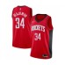 Men's Houston Rockets #34 Hakeem Olajuwon Authentic Red Finished Basketball Stitched Jersey - Icon Edition