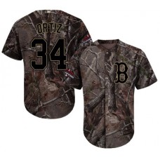 Men's Majestic Boston Red Sox #34 David Ortiz Authentic Camo Realtree Collection Flex Base 2018 World Series Champions MLB Jersey