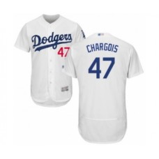 Men's Los Angeles Dodgers #47 J.T. Chargois White Home Flex Base Authentic Collection Baseball Player Stitched Jersey