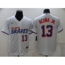 Men's Nike Atlanta Braves #13 Ronald Acuna Jr. White City Player Stitched Jersey