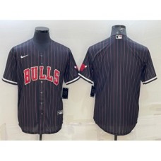 Men's Chicago Bulls Blank Black Cool Base Stitched Baseball Jersey