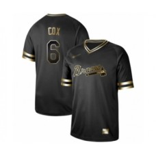 Men's Atlanta Braves #6 Bobby Cox Authentic Black Gold Fashion Baseball Stitched Jersey