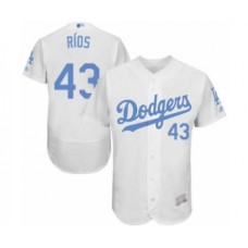 Men's Los Angeles Dodgers #43 Edwin Rios Authentic White 2016 Father's Day Fashion Flex Base Baseball Player Stitched Jersey