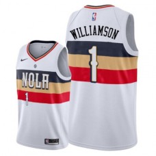 Men's Nike New Orleans Pelicans #1 Zion Williamson White NBA Swingman Earned Edition Jersey