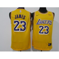 Men's Los Angeles Lakers #23 LeBron James Yellow Nike Swingman Stitched Jersey