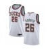 Men's Milwaukee Bucks #26 Kyle Korver Authentic White Fashion Hardwood Classics Basketball Stitched Jersey