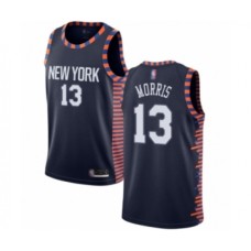 Men's New York Knicks #13 Marcus Morris Authentic Navy Blue Basketball Jersey - 2018-19 City Edition