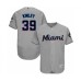 Men's Miami Marlins #39 Tyler Kinley Grey Road Flex Base Authentic Collection Baseball Player Stitched Jersey