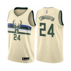 Men's Milwaukee Bucks #24 Pat Connaughton Authentic Cream Basketball Stitched Jersey - City Edition