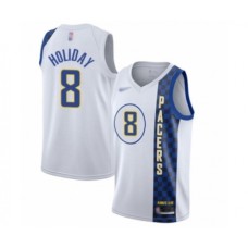 Men's Indiana Pacers #8 Justin Holiday Swingman White Basketball Stitched Jersey - 2019 20 City Edition