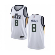 Men's Utah Jazz #8 Emmanuel Mudiay Authentic White Basketball Stitched Jersey - Association Edition