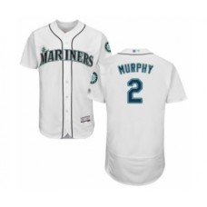 Men's Seattle Mariners #2 Tom Murphy White Home Flex Base Authentic Collection Baseball Player Stitched Jersey