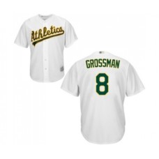 Men's Oakland Athletics #8 Robbie Grossman Replica White Home Cool Base Baseball Jerseyy