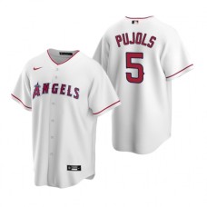 Men's Nike Los Angeles Angels #5 Albert Pujols White Home Stitched Baseball Jersey