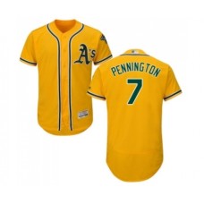 Men's Oakland Athletics #7 Cliff Pennington Gold Alternate Flex Base Authentic Collection Baseball Jersey